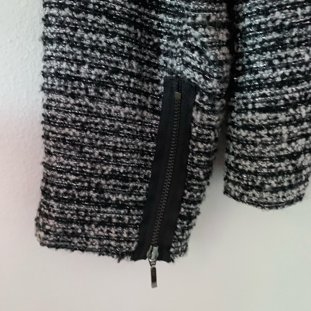 Zara Women’s Tweed Black and White Jacket Tuxedo-style Lapels Medium - Picture 5 of 7